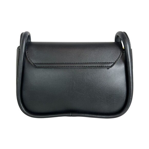 Meigefei Small Black Flap Front Shoulder Bag Handbag w Chain Detail - Picture 2 of 8